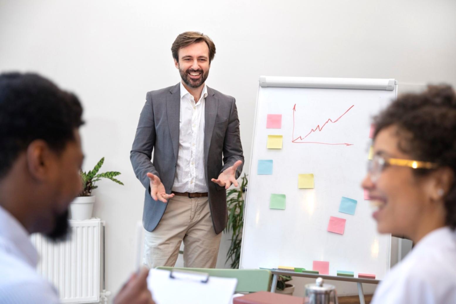 Professional workspace with financial reports and analysis tools